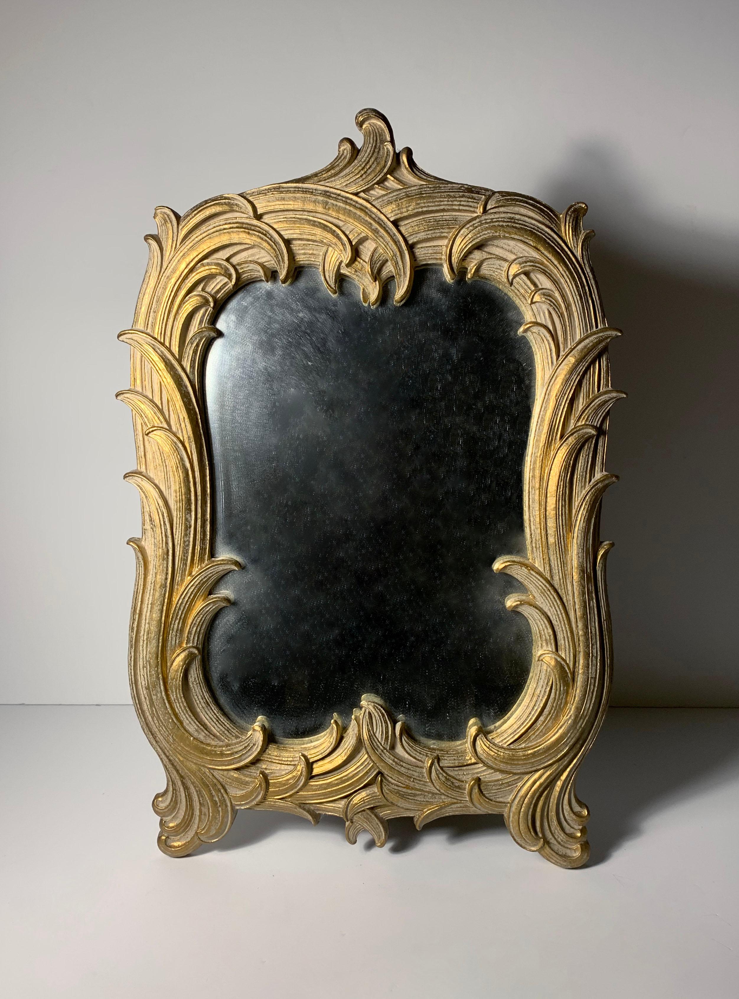 Hollywood Regency Vintage Table Top Mirror with easel back. Style of Serge Roche and Dorothy Draper

Can also be modified to hang on the wall.