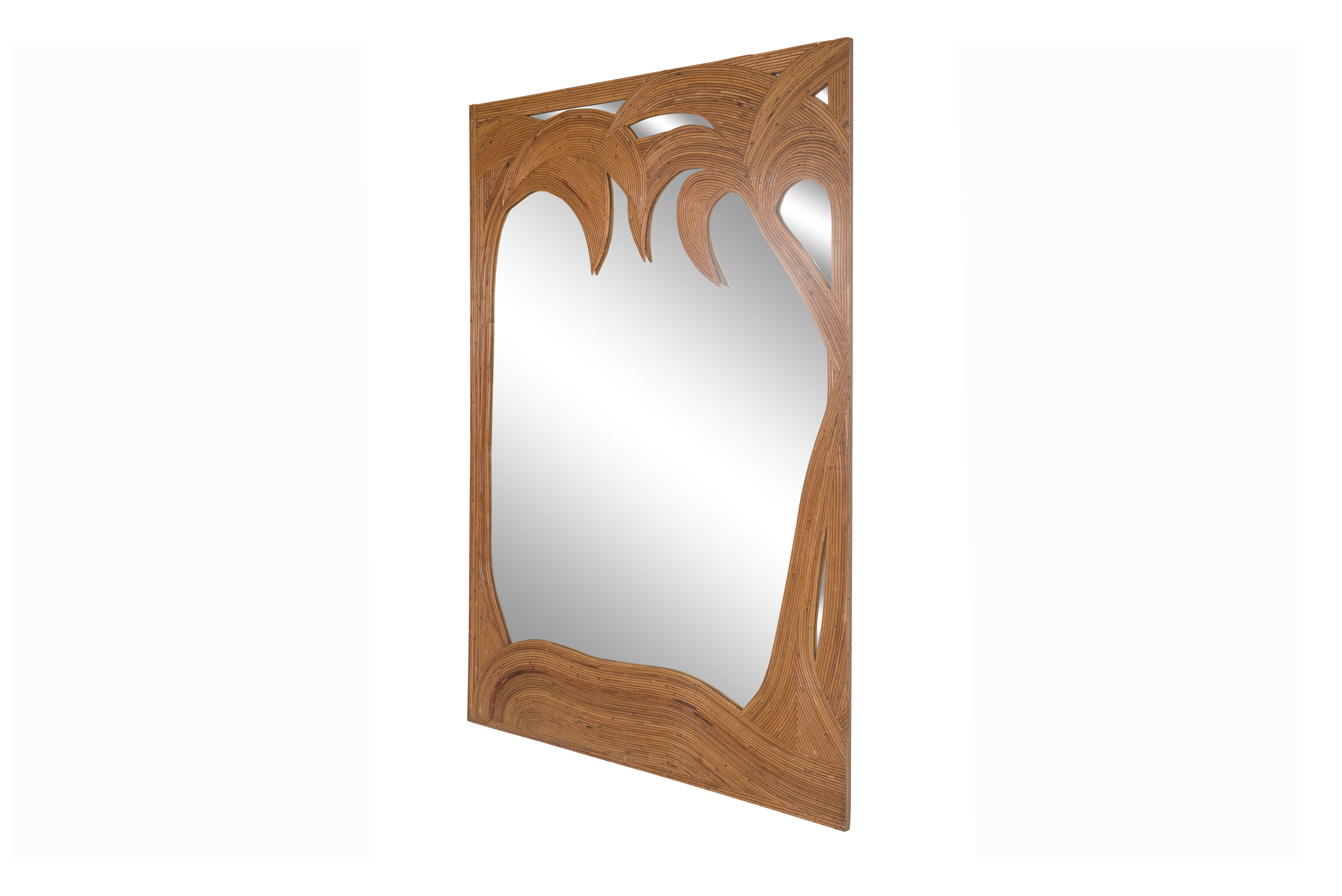 Hollywood Regency Vivai del Sud Pair of Bamboo Palmtree Mirrors, Italy, 1970s im Zustand „Gut“ in Antwerp, BE