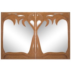 Hollywood Regency Vivai del Sud Pair of Bamboo Palmtree Mirrors, Italy, 1970s