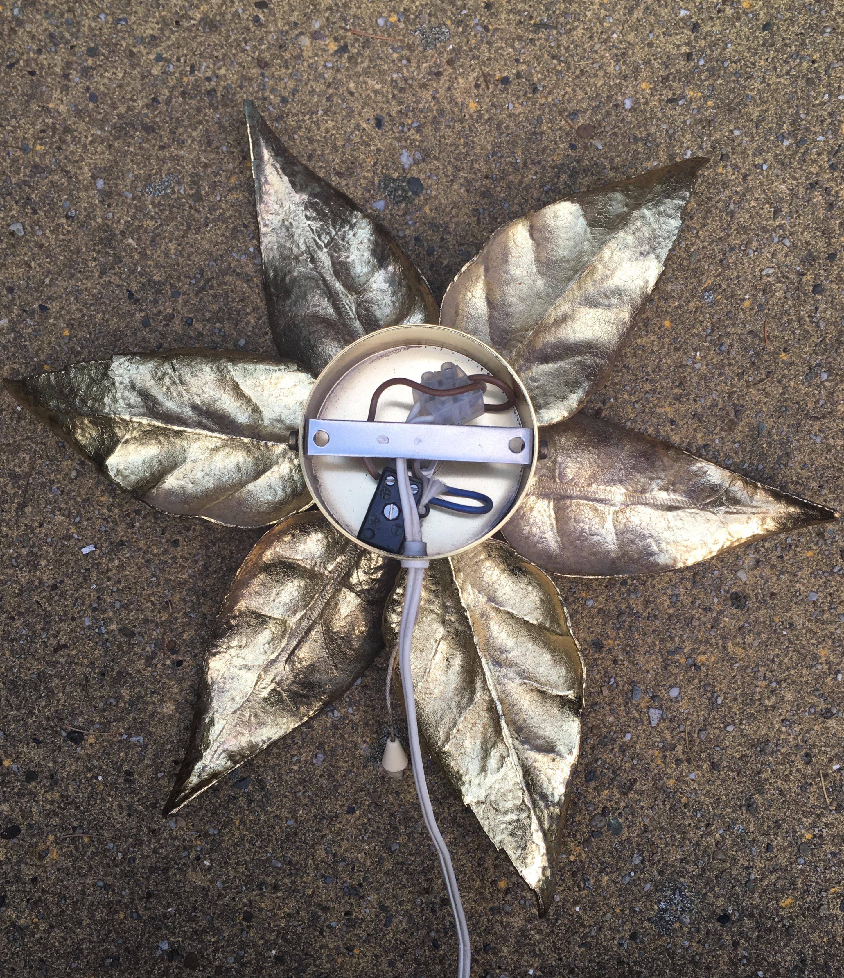 20th Century Hollywood Regency Wall Lamp, Flower, Attributed to Willy Daro for Massive, 1980s For Sale