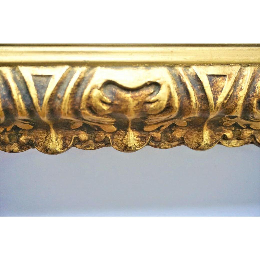 Late 20th Century Hollywood Regency Wall or Vanity Mirror Carved Gilded Gold