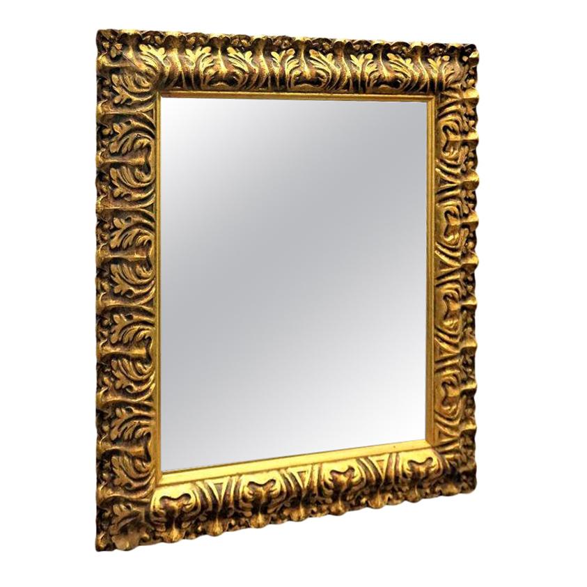 Hollywood Regency Wall or Vanity Mirror Carved Gilded Gold