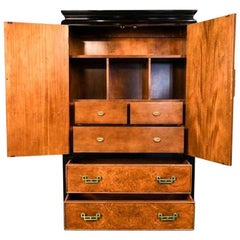 Commode Tallboy Hollywood Regency en ronce de noyer de Ray Sabota pour Century Furniture