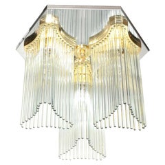 Hollywood Regency Waterfall Glass Rod Chandelier by Gaetano Sciolari