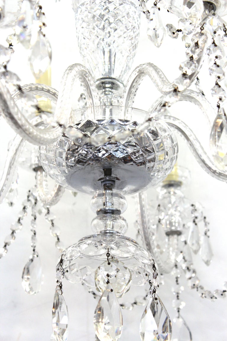 Hollywood Regency Waterford Manner Midcentury Crystal Chandelier at 1stDibs