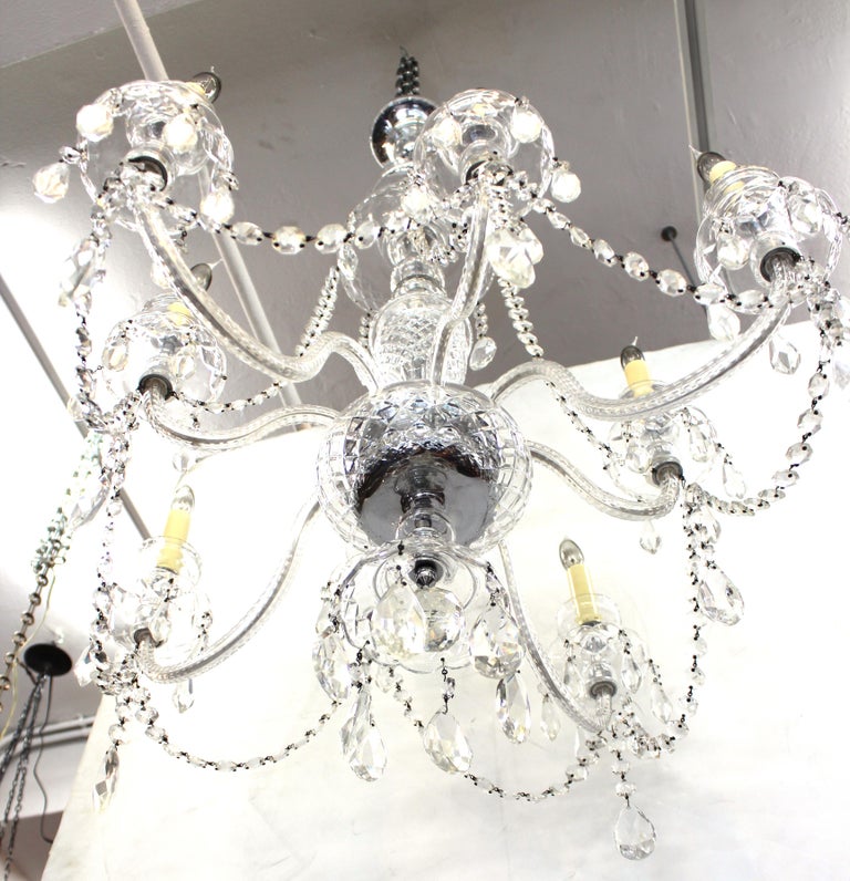 Hollywood Regency Waterford Manner Midcentury Crystal Chandelier at 1stDibs