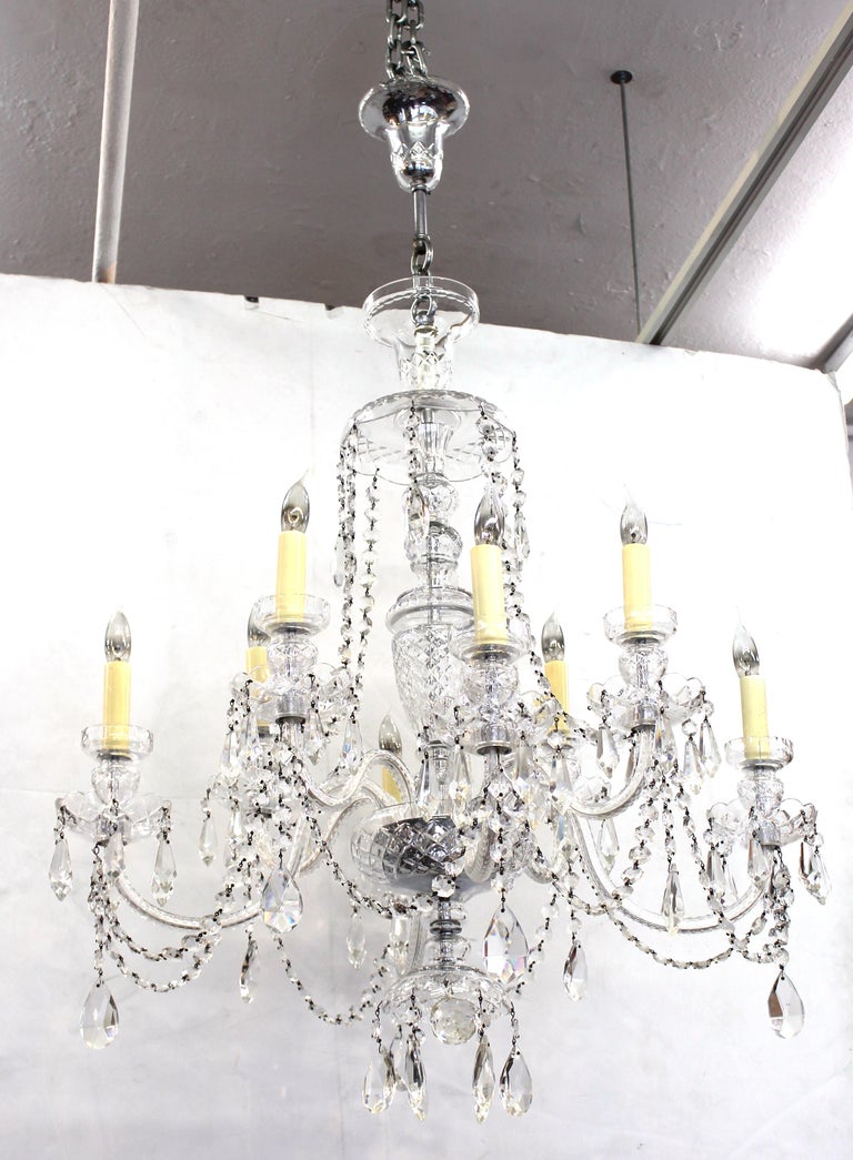 Hollywood Regency Waterford Manner Midcentury Crystal Chandelier at 1stDibs