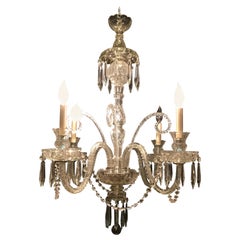 Hollywood Regency Waterford Style Crystal 5-Light Chandelier