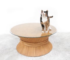 Hollywood Regency Wheat Sheaf Coffee Table by McGuire
