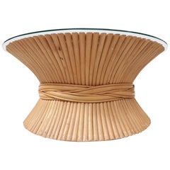 Hollywood Regency Wheat Sheaf Coffee Table by McGuire