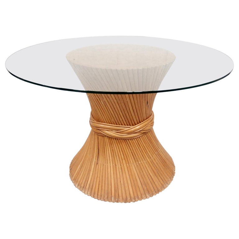 Hollywood Regency Wheat Sheaf Dining Table by McGuire at 1stDibs