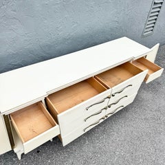 Hollywood Regency White and Gold Credenza by American of Martinsville