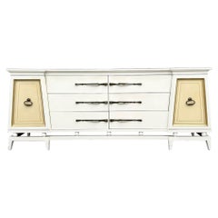 Hollywood Regency White and Gold Credenza by American of Martinsville