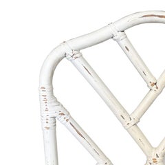 Hollywood Regency White Chippendale Bamboo Dining or Side Chair