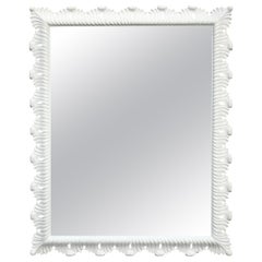 Hollywood Regency White Lacquered Scalloped Mirror