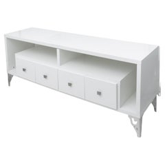 Used Hollywood Regency White Lacquered TV Stand