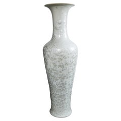 Hollywood Regency White on White Porcelain Floor Vase