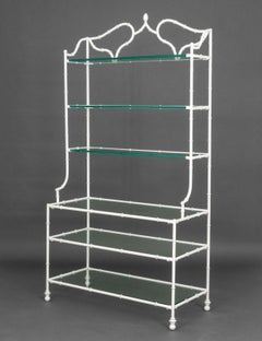 Hollywood Regency White Patinated Metal Etagere