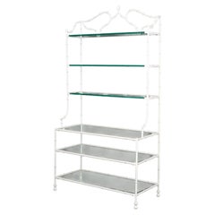Hollywood Regency White Patinated Metal Etagere