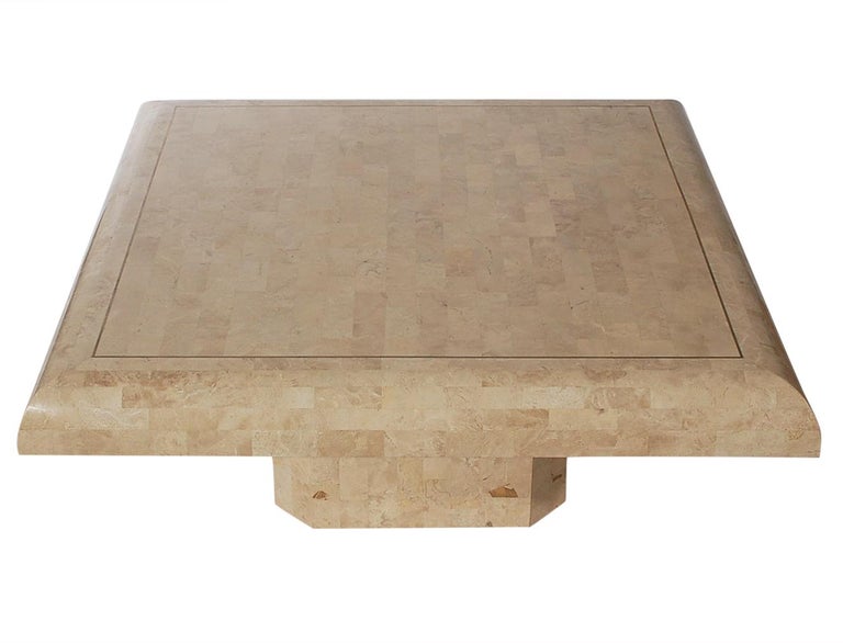 Philippine Hollywood Regency White Tessellated Stone or Marble Cocktail Table with Brass For Sale