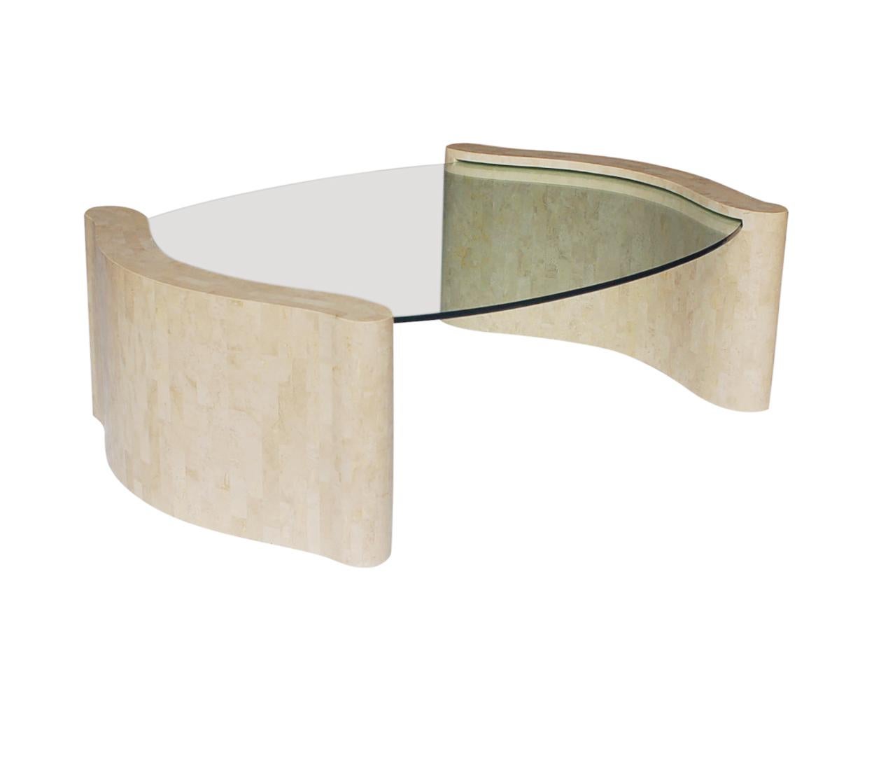white stone and glass coffee table