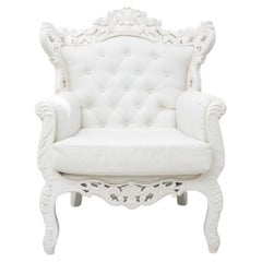 Hollywood Regency White Vegan Leather Armchair