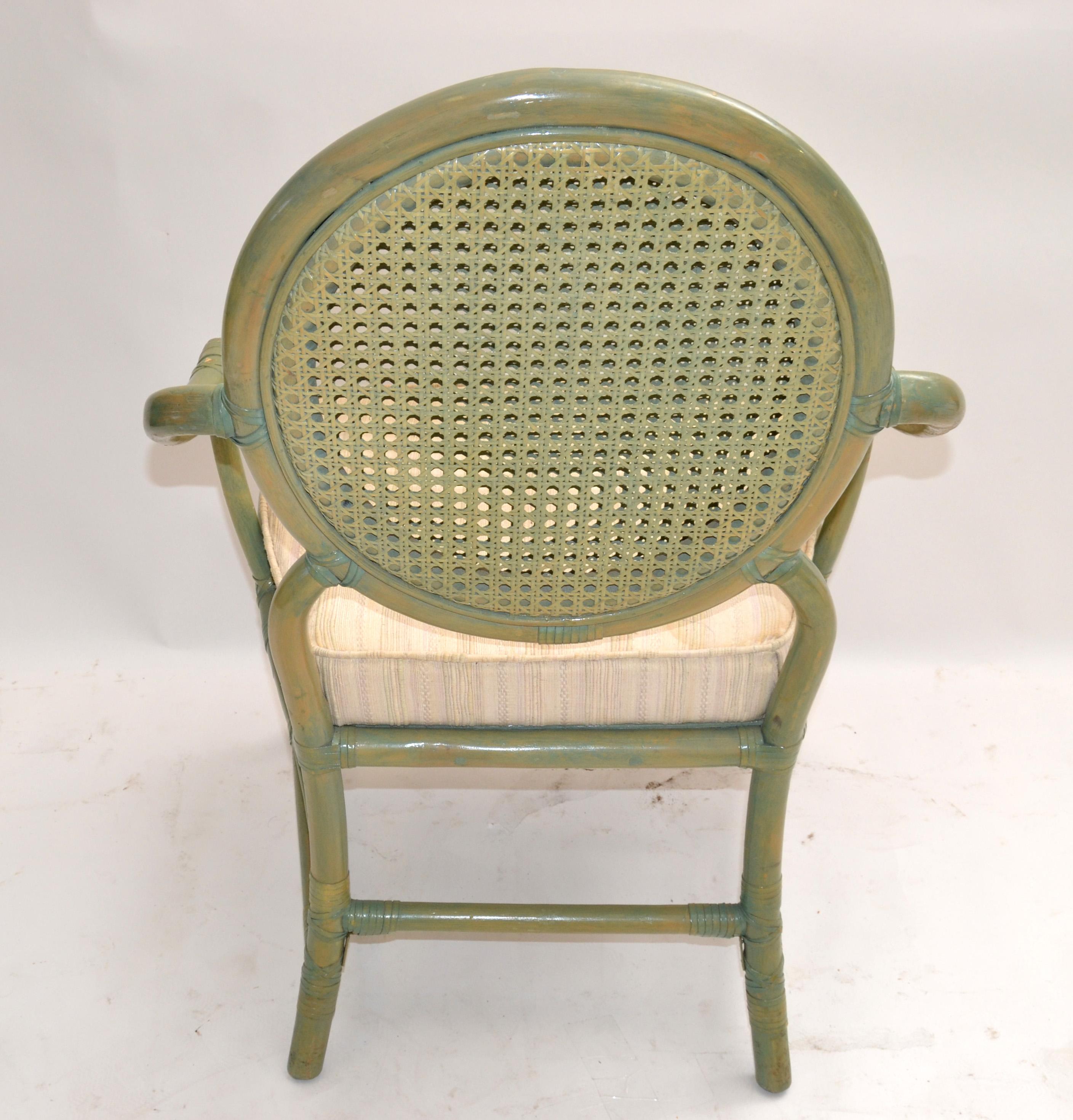 Hollywood Regency Whitecraft Desk, Vanity & Armchair Green Finish American, 1970 For Sale 11