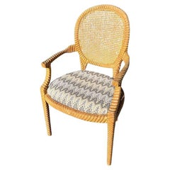 Hollywood Regency Sessel aus Holz und Schilfrohr mit gedrehtem Seilmotiv - Spanien