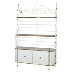 Hollywood Regency Wood & Brass Bakers Rack 20thC