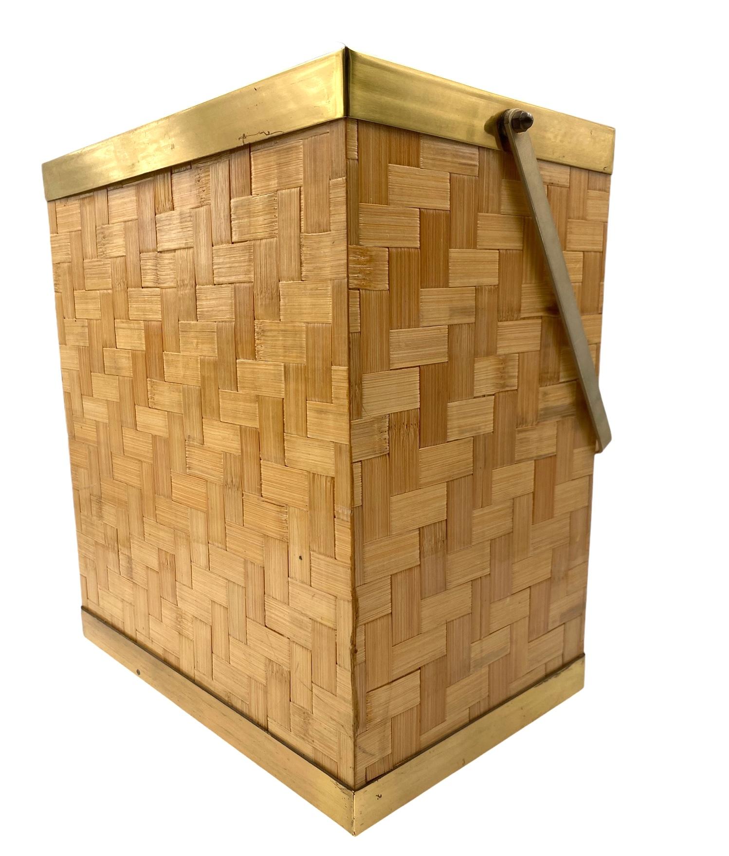 Hollywood regency woven bamboo magazine rack, Metal Linea Nova Italy 1970 in vendita 4
