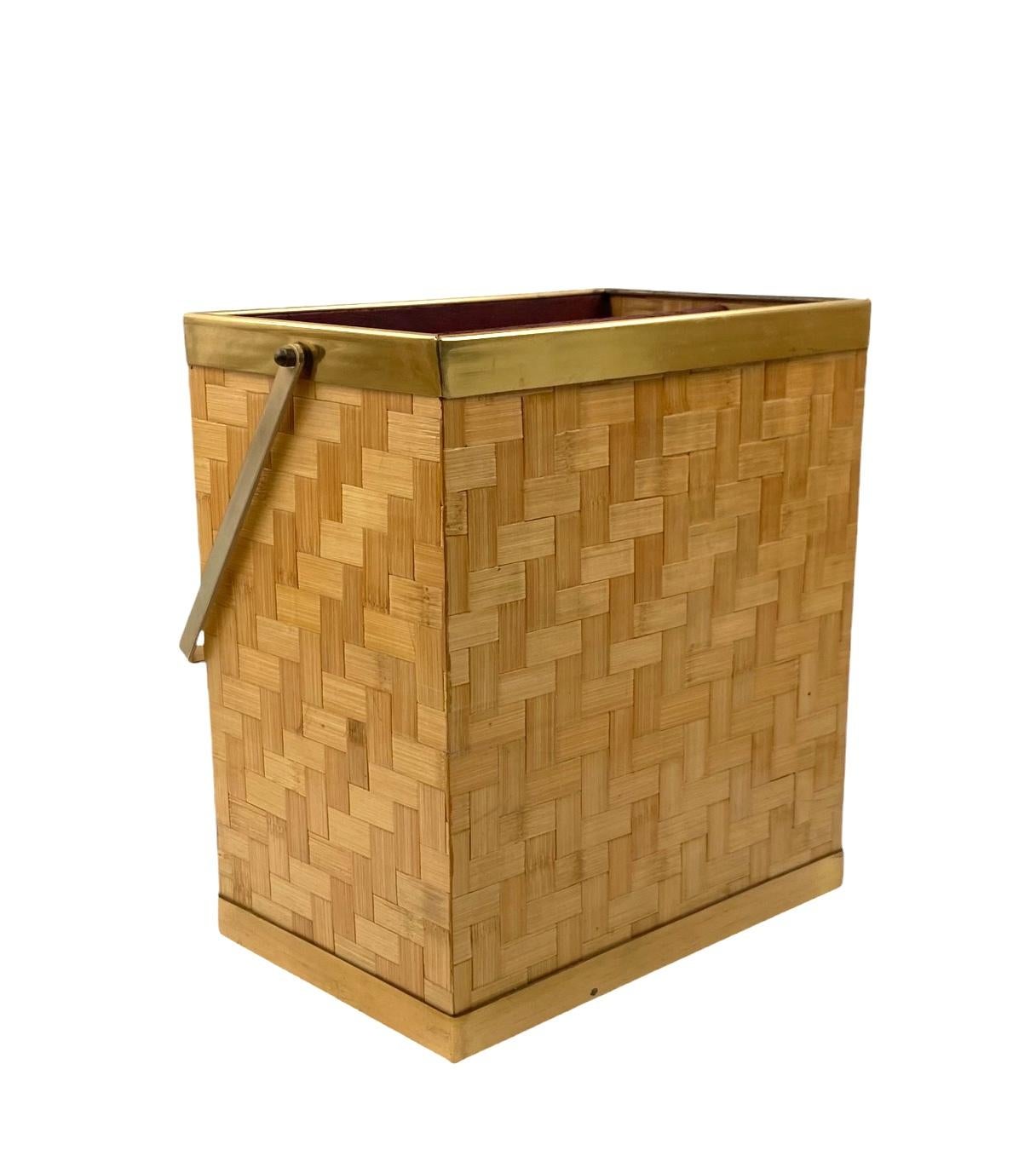 Hollywood regency woven bamboo magazine rack, Metal Linea Nova Italy 1970 in vendita 8