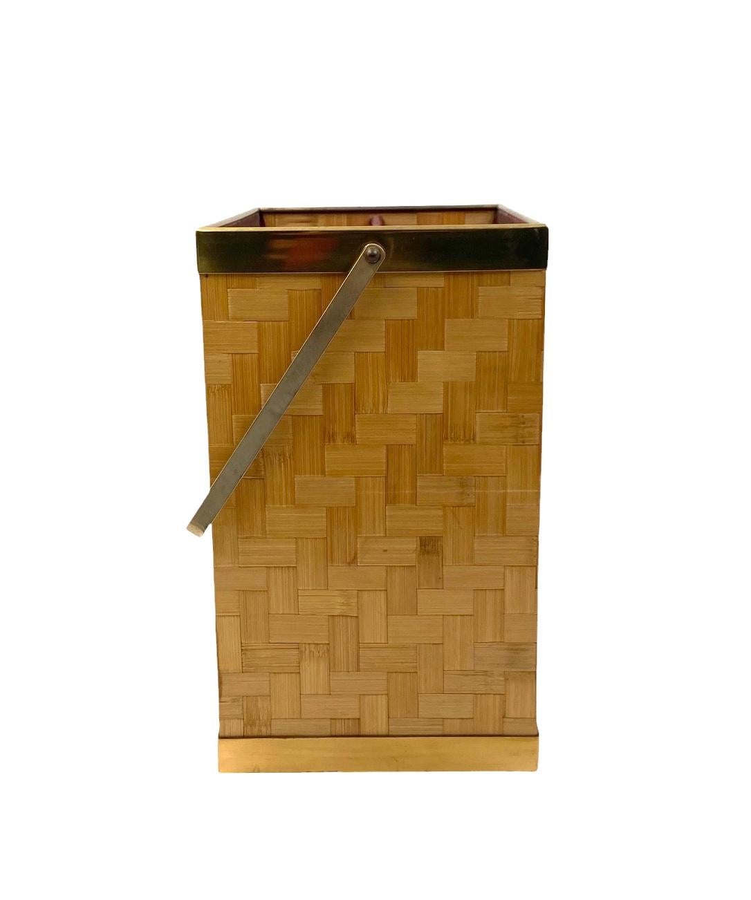 Hollywood regency woven bamboo magazine rack, Metal Linea Nova Italy 1970 in vendita 10