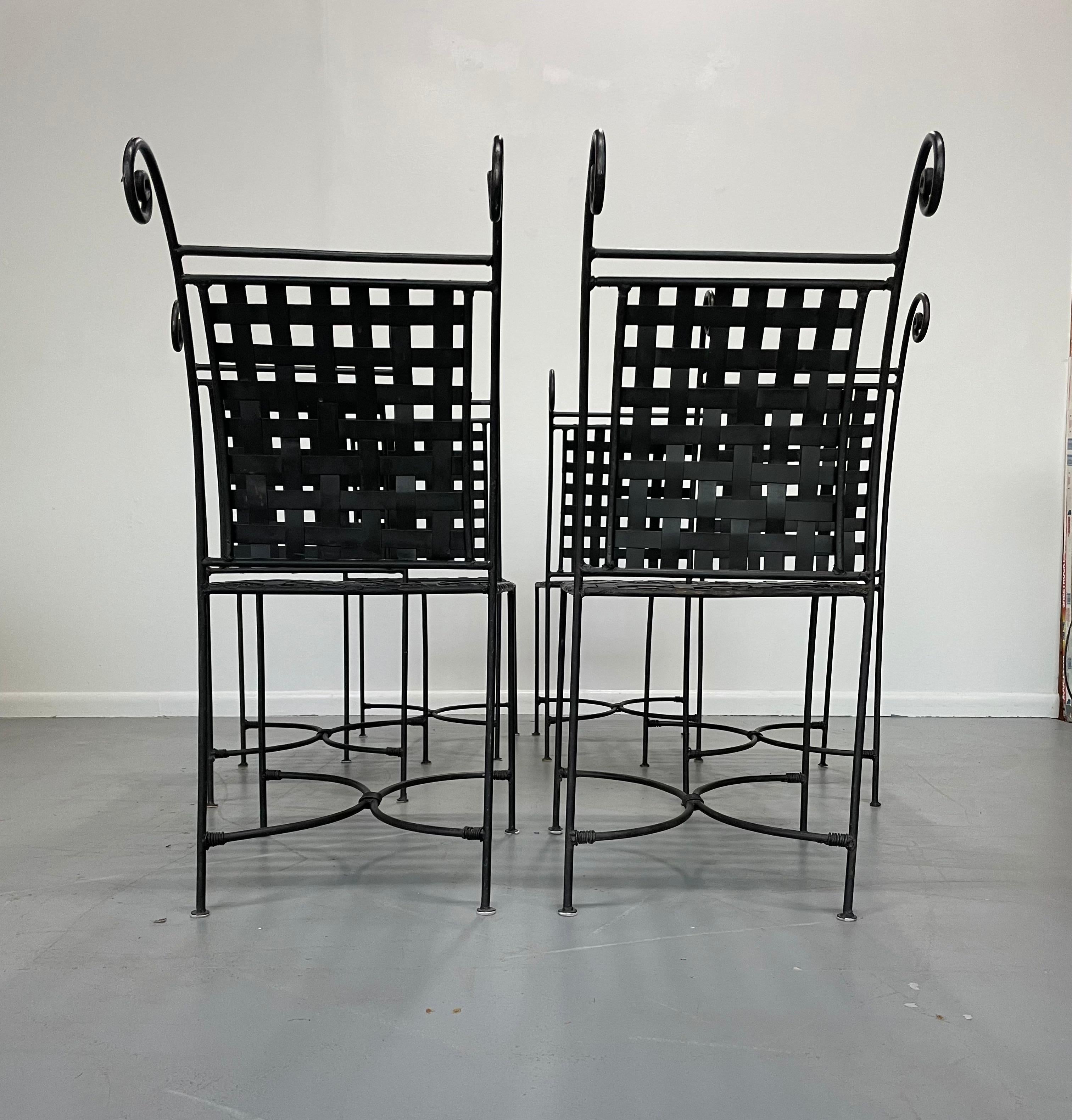 Hollywood Regency Woven Metal Dining Chairs Set of Six Mid Century In Good Condition In Philadelphia, PA