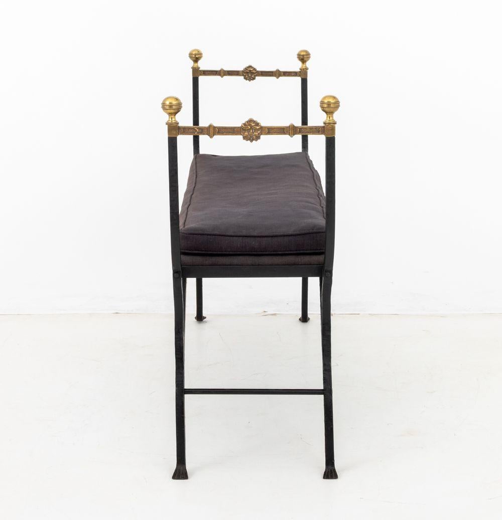 Hollywood Regency Wrought Iron and Brass Bench im Angebot 2