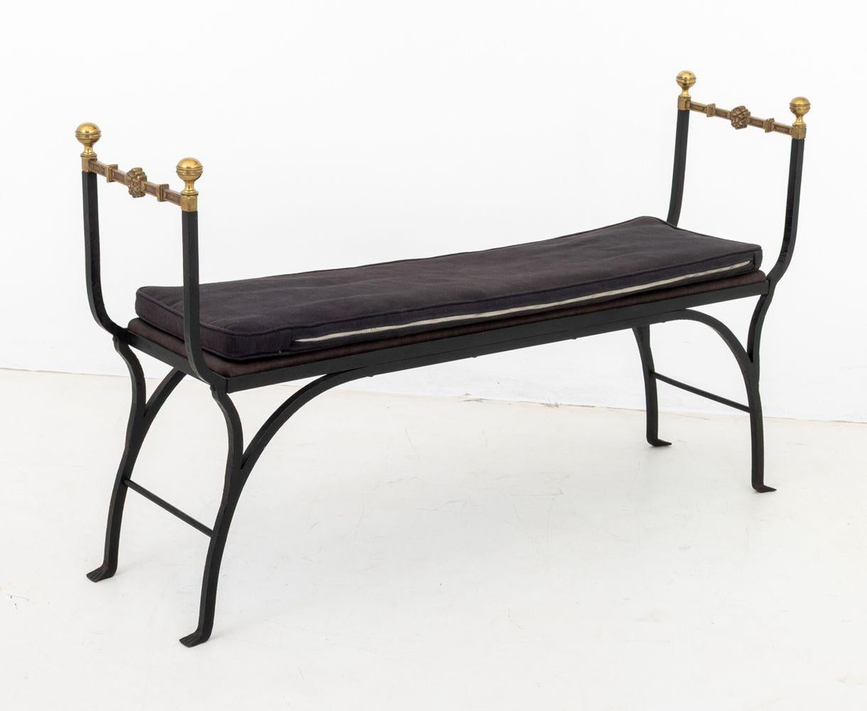 Hollywood Regency Wrought Iron and Brass Bench im Angebot 3