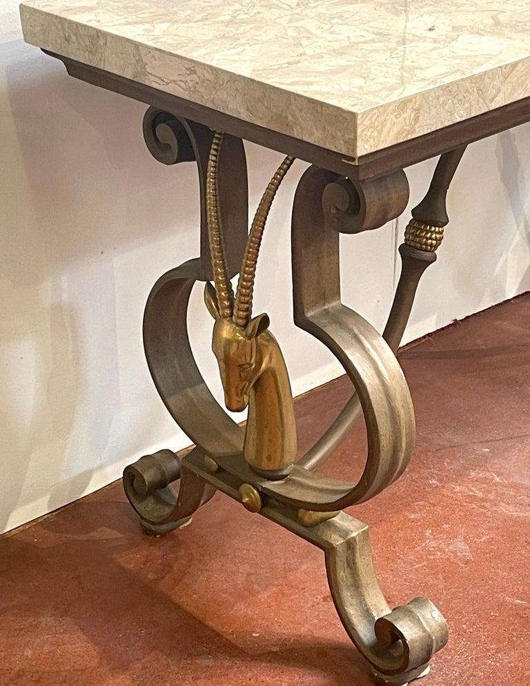 Unknown Hollywood Regency Wrought Iron and Tessellated Stone Console For Sale