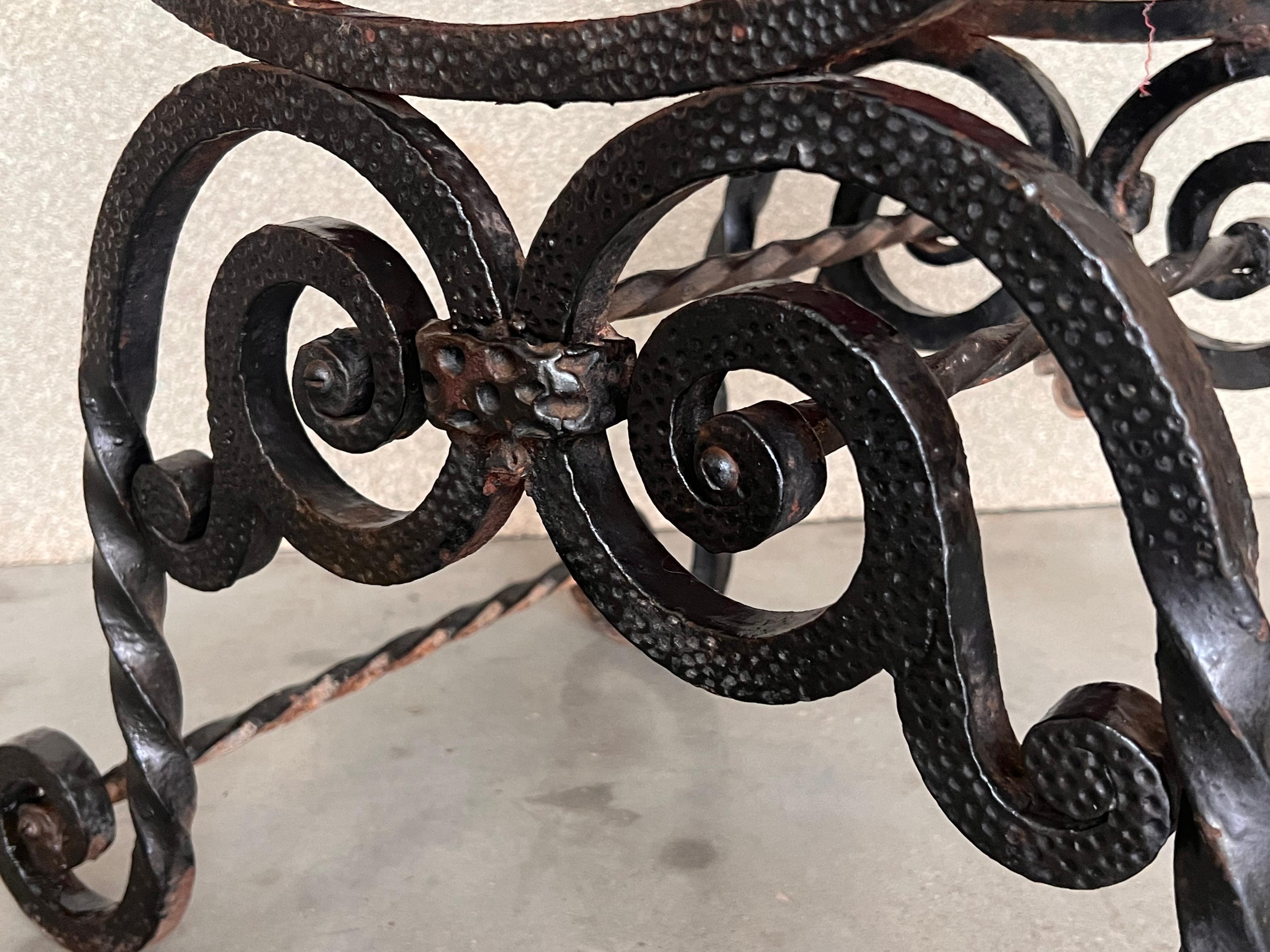 19th Century Hollywood Regency Wrought Iron Curule Bench, Savonarola, Throne For Sale
