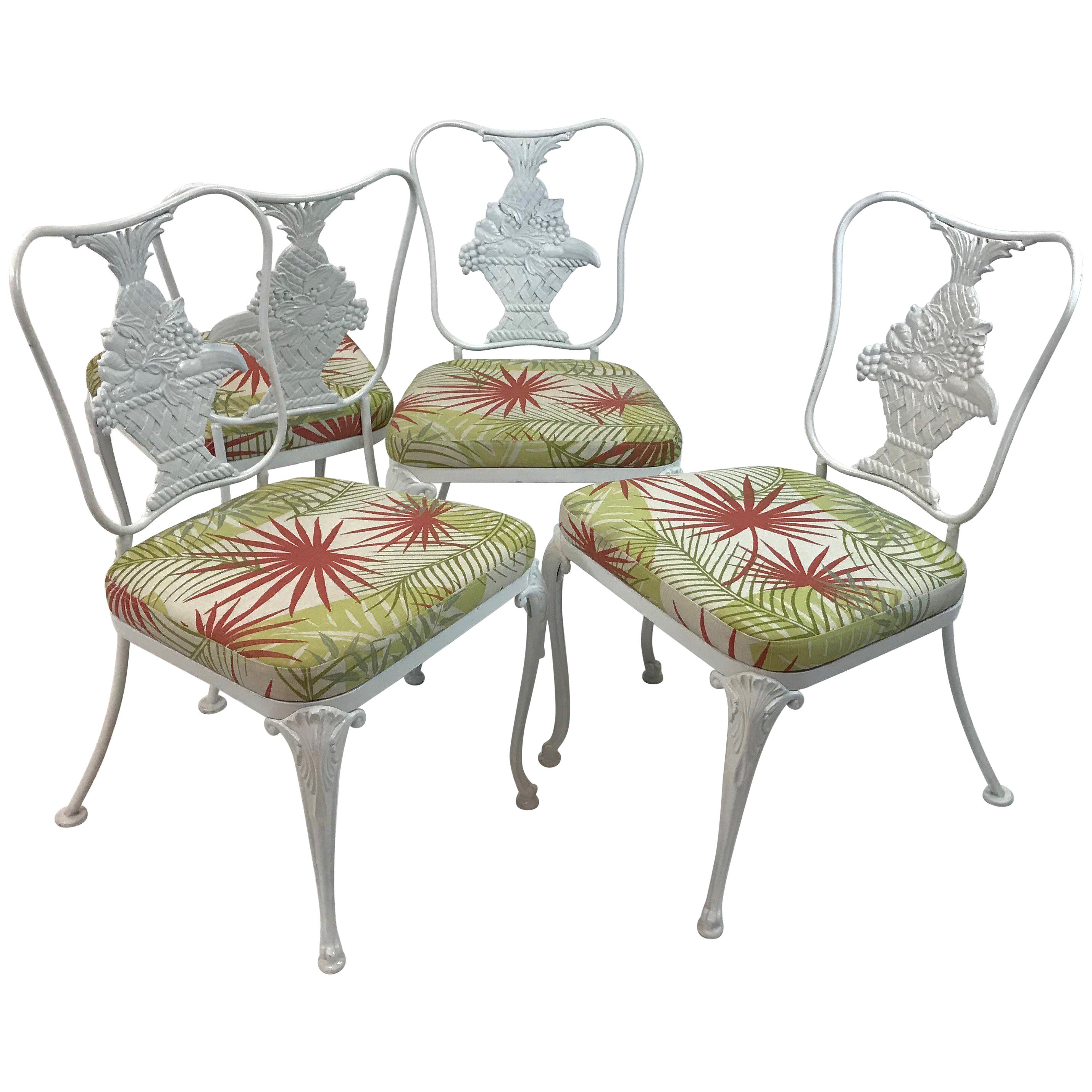 Hollywood Regency Wrought Iron Dining Chair Set