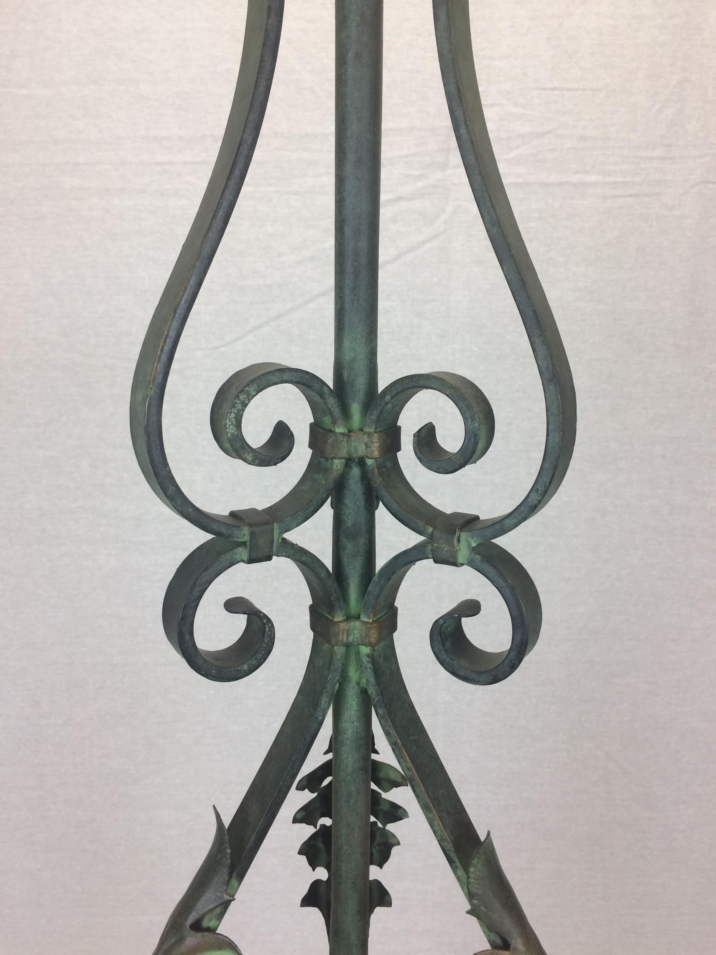 French Art Deco Wrought Iron Floor Lamp Attributed to Gilbert Poillerat, 1940s 1