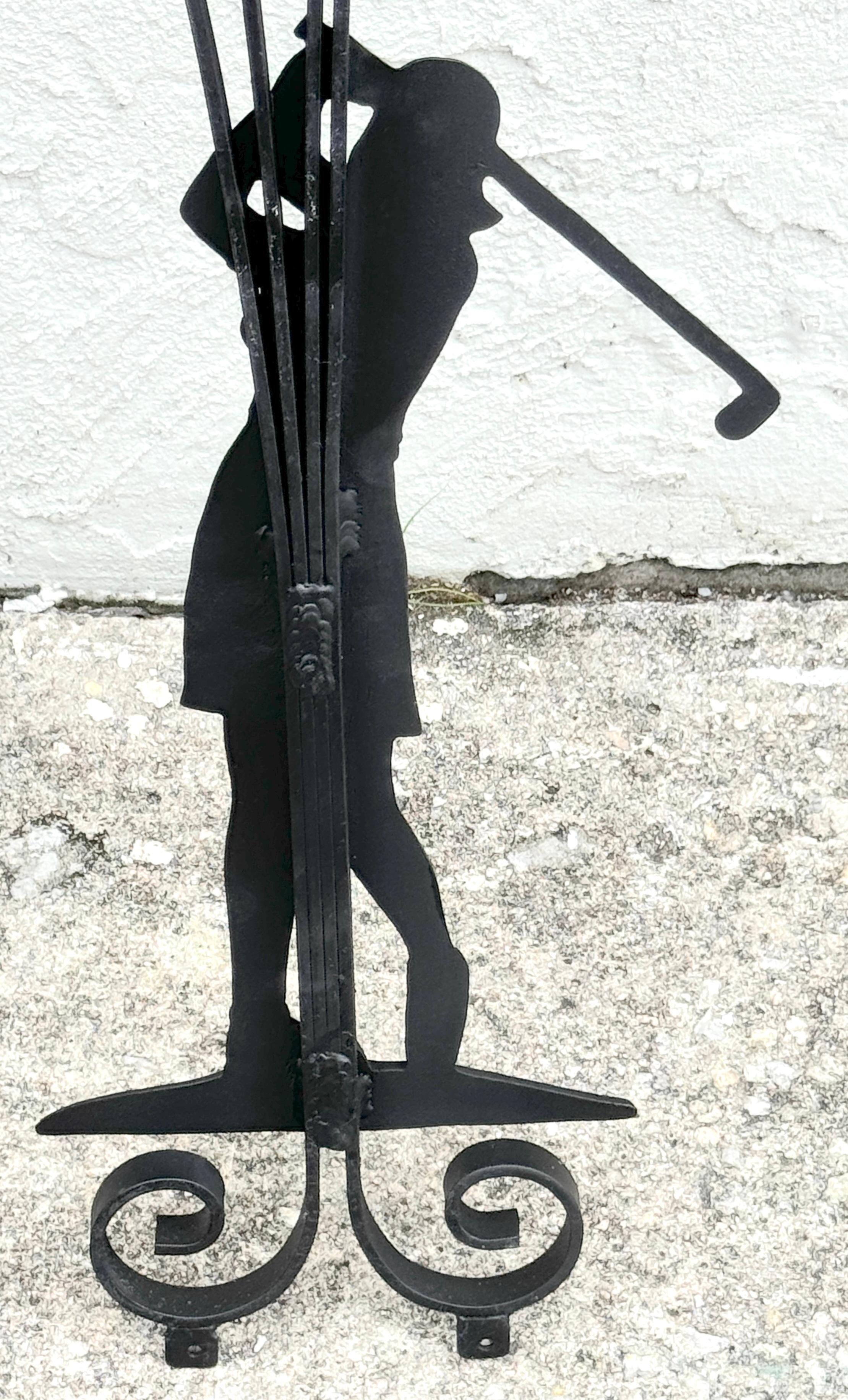 Hollywood Regency Wrought Iron Lady Golfer Exterior/Interior Wall Sculpture For Sale 4