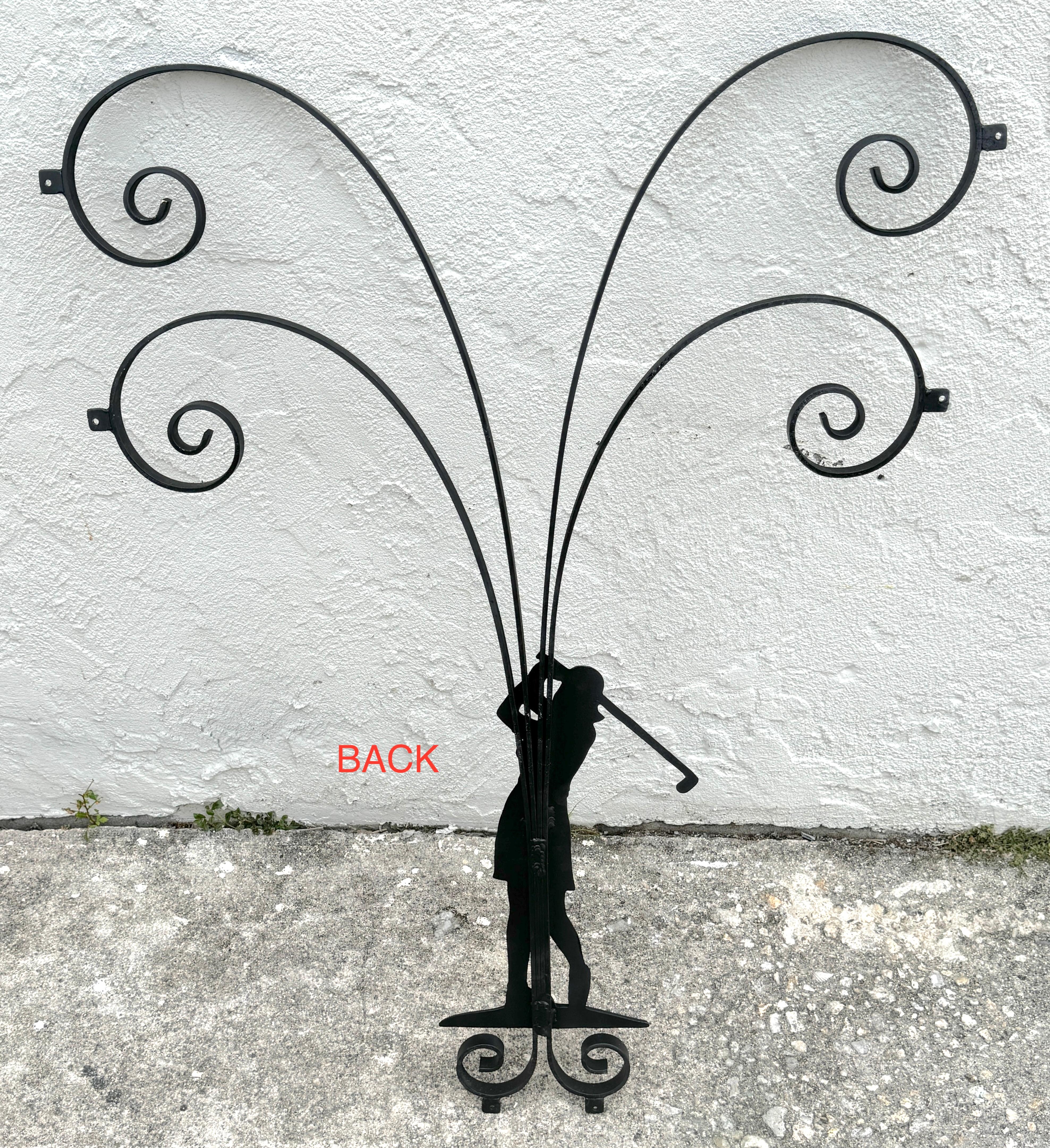 Hollywood Regency Wrought Iron Lady Golfer Exterior/Interior Wall Sculpture For Sale 6