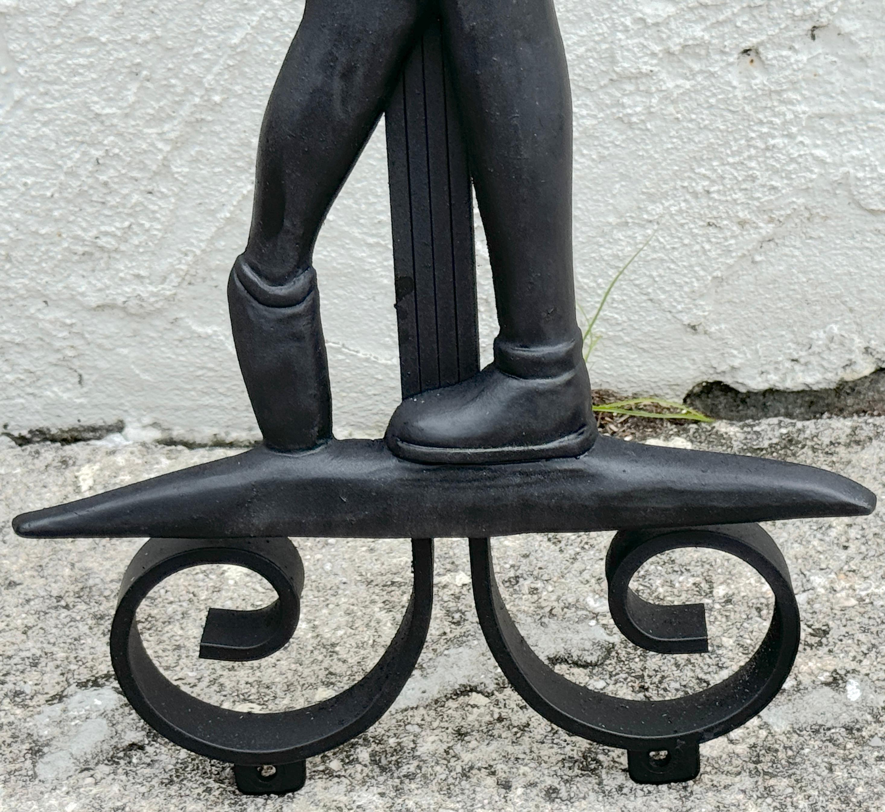 Painted Hollywood Regency Wrought Iron Lady Golfer Exterior/Interior Wall Sculpture For Sale