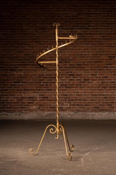 Hollywood Regency Wrought Iron Spiral Tie & Belt Display Stand