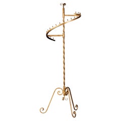 Hollywood Regency Wrought Iron Spiral Tie & Belt Display Stand