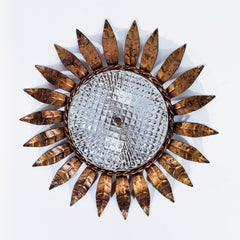 Hollywood Regency. Monture encastrée Sunburst en fer forgé par Ferro Art, Espagne, années 1950