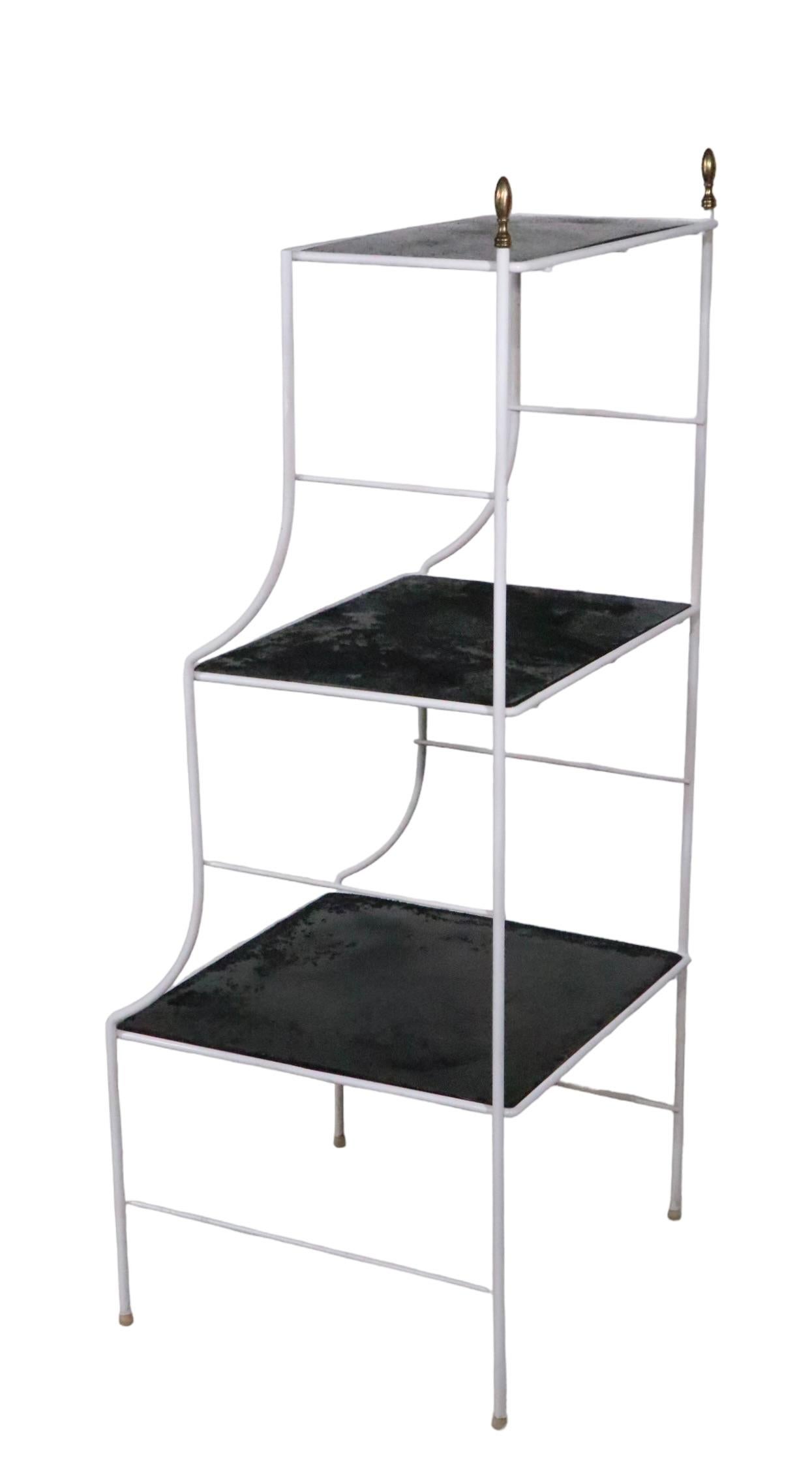 Hollywood Regency Wrought Iron  Three Tier Shelf c. 1950's In Good Condition For Sale In New York, NY