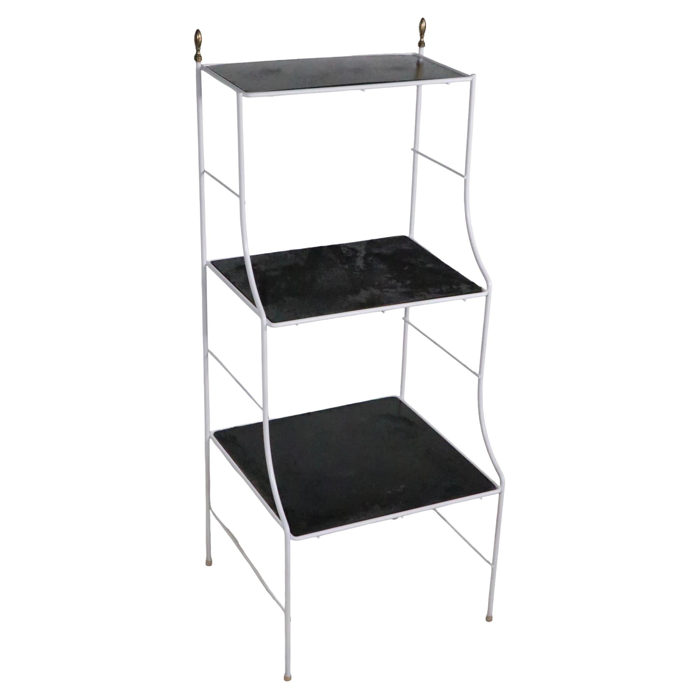 Hollywood Regency Wrought Iron  Three Tier Shelf c. 1950's For Sale