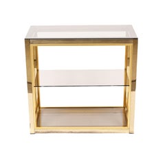 Hollywood Regency Zevi for Rega Gilded Brass Italian Bookcase with Glass Shelves