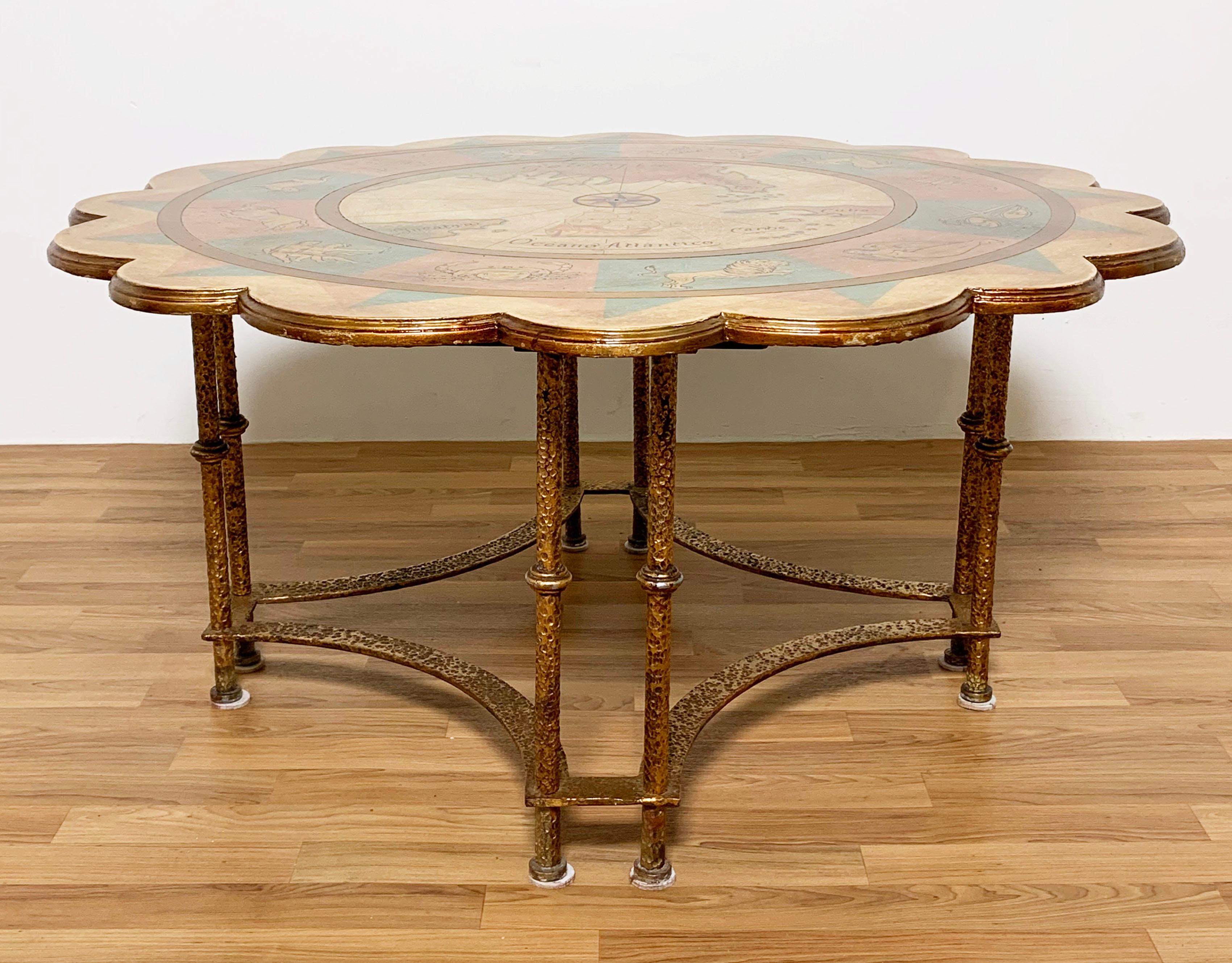 Hollywood Regency Zodiac Themed Coffee Table on Gilt Metal Base, Circa 1960s 4