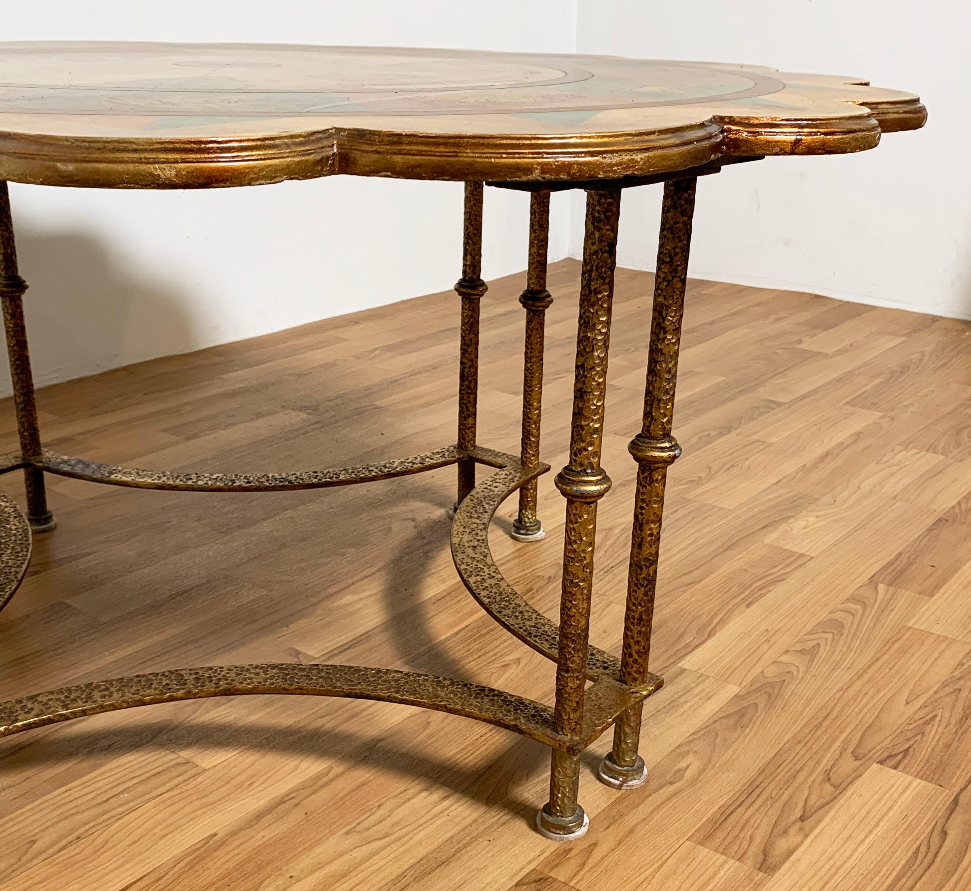 Hollywood Regency Zodiac Themed Coffee Table on Gilt Metal Base, Circa 1960s 5